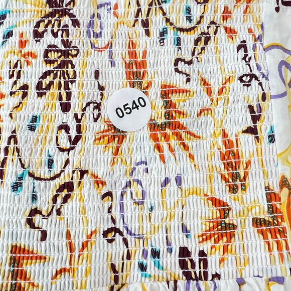 A.L.C  A-Line Midi Dress White Multi Lilah Print Flounce Hem Size 12 - Picture 8 of 8